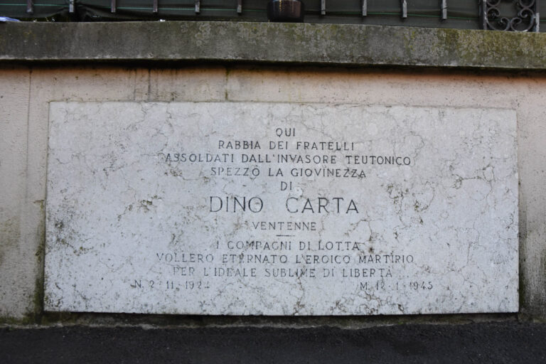 Vicenza, sabato 11 gennaio cerimonia in memoria del partigiano Dino Carta ucciso dai fascisti ottant’anni fa