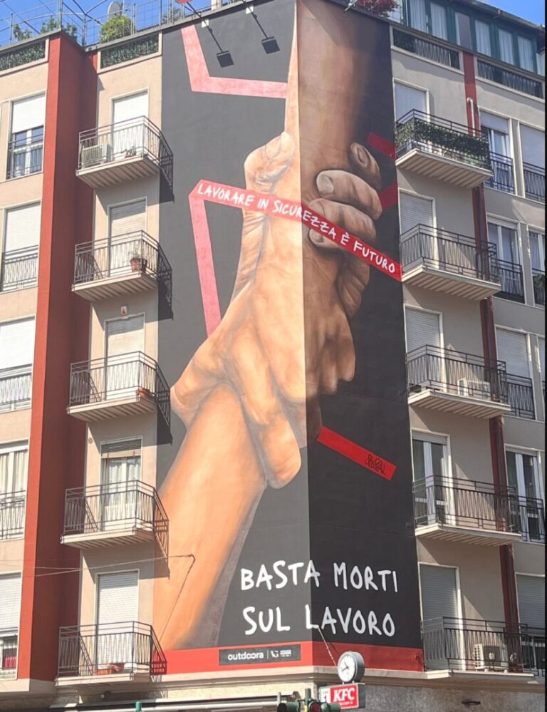 A Milano il murale “Basta morti sul lavoro” per promuovere la cultura e azzerare gli infortuni