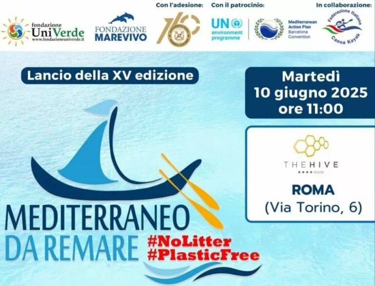 Fondazione UniVerde, il 10 giugno al via la XV edizione della campagna “Mediterraneo da remare”
