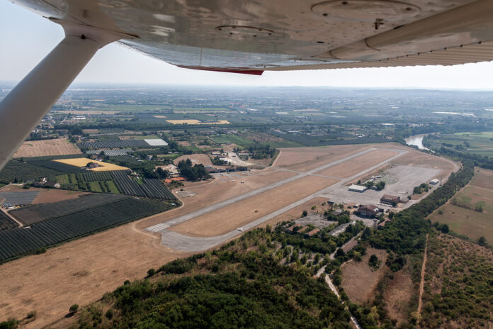 Veduta aerea dell’aeroporto di Boscomantico, sede dell’open day