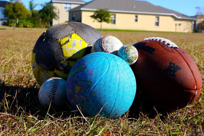 Palloni di diverse discipline sportive sull’erba, immagine di repertorio per Lavagno Festival