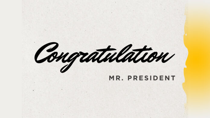 Autonomia economica europea: illustrazione con la scritta Congratulation, Mr. President