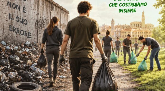 Immagine illustrativa di persone che raccolgono rifiuti nella locandina di RiscattiAMOci Verona